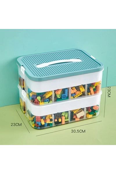 Choice 2 layer Green Stackable Building Block Storage Box Transparent Dustproof Moisture-proof Plastic Stor