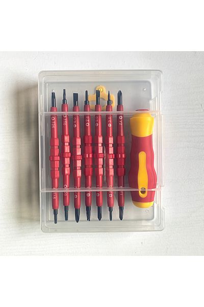 Choice Red Insulation screwdriver set 15 in one pressure resistant cross shaped Phillips screwdriver