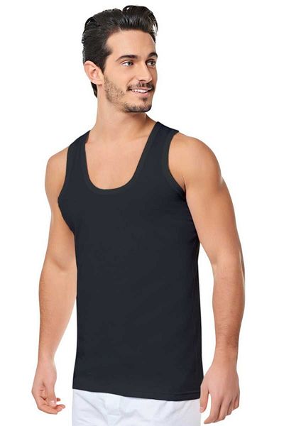 Tutku Men's Ribbed Flexible Cotton Undershirt Ter0102 Economical Pack of 6
