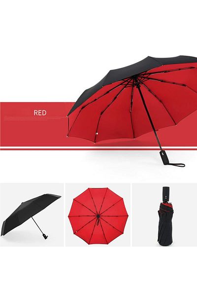 Choice 10k Red Windproof Double Layer Resistant Umbrella Fully Automatic Rain Men Women 10k Strong Luxury B