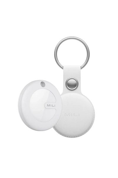 DIXSG White Leather Case MiLi Smart GPS Tracker Mitag Bluetooth Locator Anti-Lost Device Mobile Keys Pet E