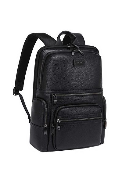 JOLAR. Smart backpack, for 15.6 inch laptop, with USB TYPE-C port, made of genuine leather, JOLAR. KB02330