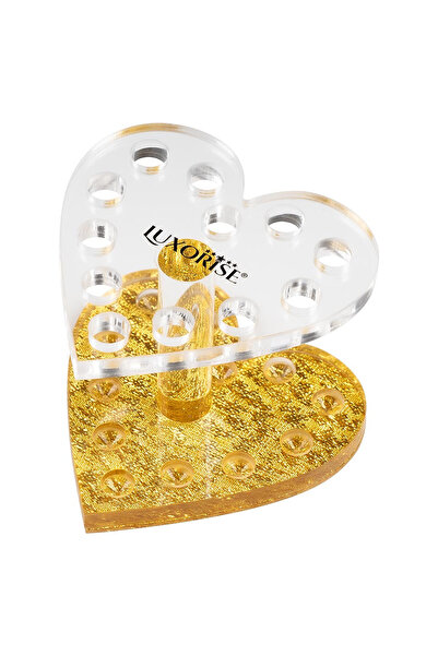 LUXORISE Golden Heart nail brush and manicure tool holder, 12 slots