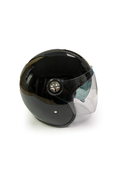 Citycoco Motosiklet Yarım Kaskı Şeffaf Rüzgarlıklı, Siyah Güneşlikli, Ter Yapmayan Pedli, Çift Vizör