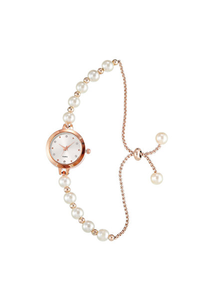 Choice ساعة LUCKY FOX بيضاء جديدة بسيطة الطراز بسوار من اللؤلؤ للنساء كوارتز ...