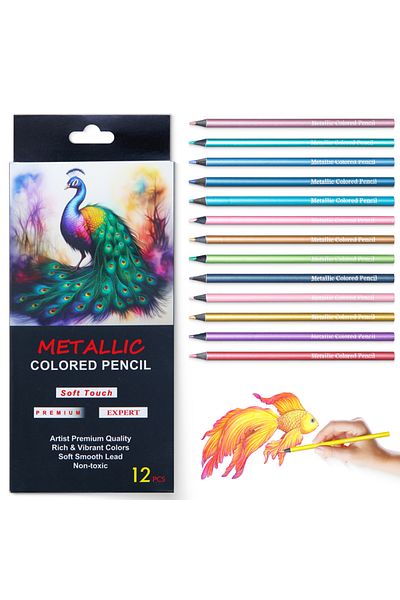hopk 12 colors 24 Color Metallic Colored Pencils Drawing Sketching Set Painting Colour Pencils Art Suppli