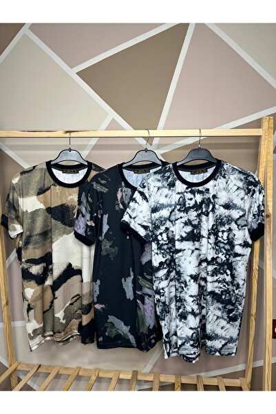 MFZ Giyim Ανδρικό μπλουζάκι 3 τεμαχίων με κοντό μανίκι Basic Slim Fit Crew Ne...