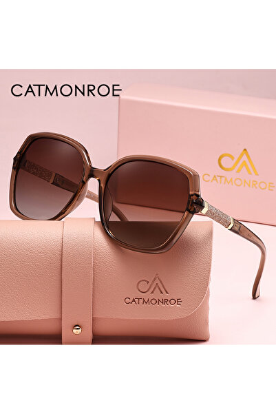 Choice نظارات شمسية نسائية فاخرة مستقطبة من DarkTea CATMONROE بإطار على شكل ف...