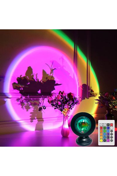 Choice RGB Sunset Lamp Projection Led Lights with Remote, 16 Colors Night Light Rainbow 4 Modes Setting for