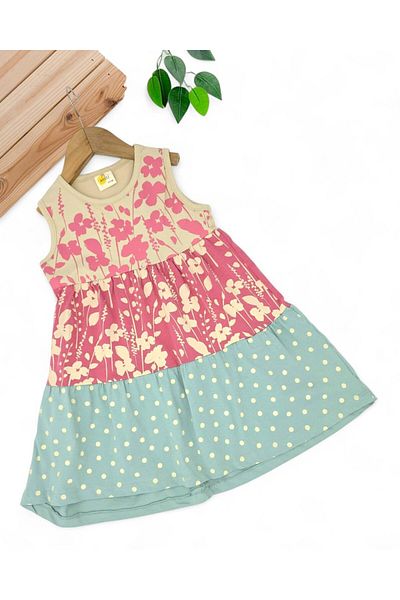 VOY KİDS ROCHIE DE VARĂ DE VARĂ CU FLOARE IMPRIMATĂ 4-5-6-7-8 ANI ZILNIC DE BUMBAC PIELE