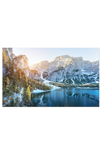 StoryGift Romania Tablou Canvas Peisaj Pictoresc Lac Braies In Toamna Lago Di...