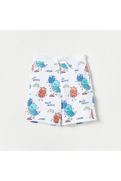 Juniors Monster Print Shorts With Drawstring Closure - Set Of 2