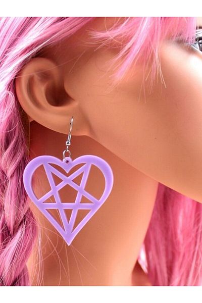 SYGGY Heartagram earrings, pentagram, purple