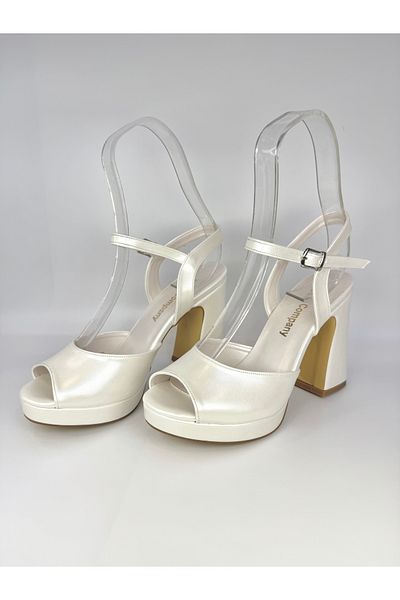 E&L Company The New Model 10cm Off White Mother-Of-Pearl Leather Bridal Shoes, Six Anti-Skid, Guaranteed to Run.