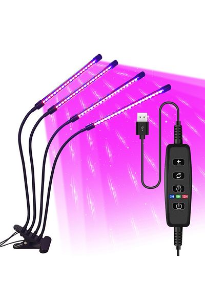 HONGQI 4 Head USB-80LED USB LED Plant Grow Light Indoor Garden 10 Dimmable Levels Grow Light Full Spectrum