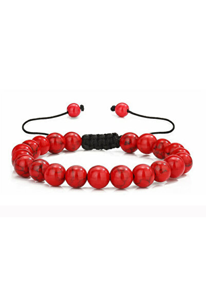 Choice سوار أحمر عصري منسوج قابل للتعديل، 8 مم، مصنوع يدويًا من أحجار عين الن...