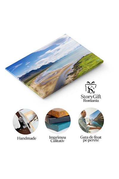 StoryGift Romania Tablou Canvas Islanda Vedere Aeriana Pe Munte Si Pod, Peisaj, Natura 2451