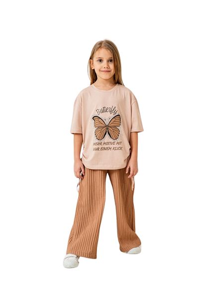 Pretty Butterfly Printed Stone Girl's Suit