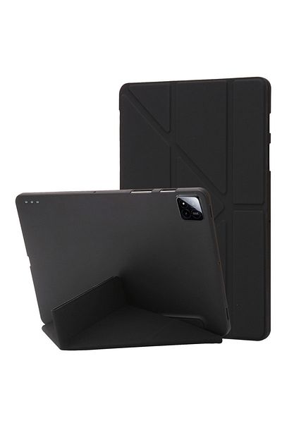 Choice جراب Xiaomi Pad 7 أسود 11.2 بوصة ذكي من مادة TPU الناعمة مع حامل خلفي لجهاز Xiaomi Pad 7 مقاس 11.2 بوصة