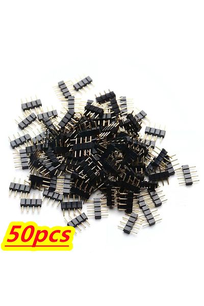 MeeToo 50pcs LED Connector Adapter Needle Male Double Connector 4 PIN for RGB 5050 3528 2835 LED Strip DIY