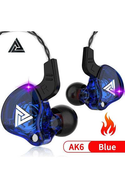 Choice AK6-Blue Original QKZ AK6 Copper Driver HiFi Wired Earphone Race Sport Headphone Bass Stereo Headset