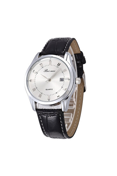 Choice ساعات رجالية فاخرة باللونين الأسود والأبيض من أفضل العلامات التجارية ساعات كوارتز بسيطة للرجال بحزام جلدي عصري