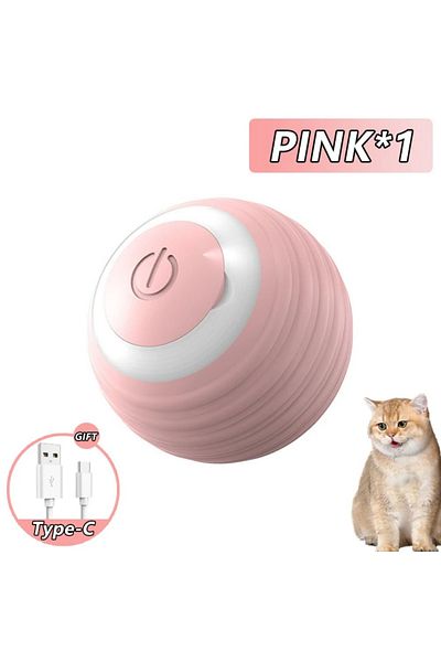 Choice Pink Ball Cat Interactive Ball Toy Auto Rolling Ball With Tail Rechargeable Smart Pet Interactive To