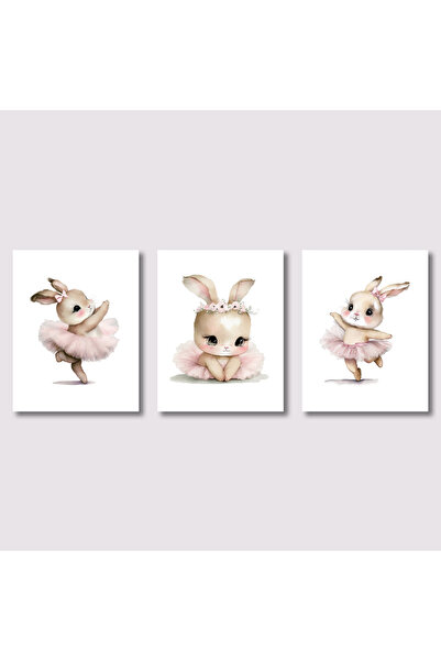 Choice 30x40cm CJ52333-3PCS 3pcs Cute Ballerina Bunny Ballet Canvas Posters W...