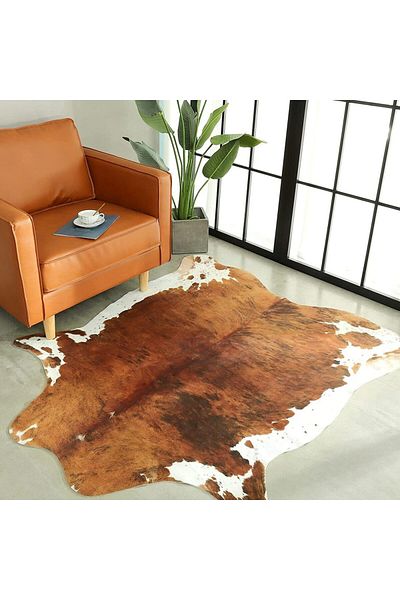 Choice 140x158cm 4.6x5.2 ft LE1-20 Cowhide Carpet Cow Print Rug American Style for Bedroom Living Room Cute