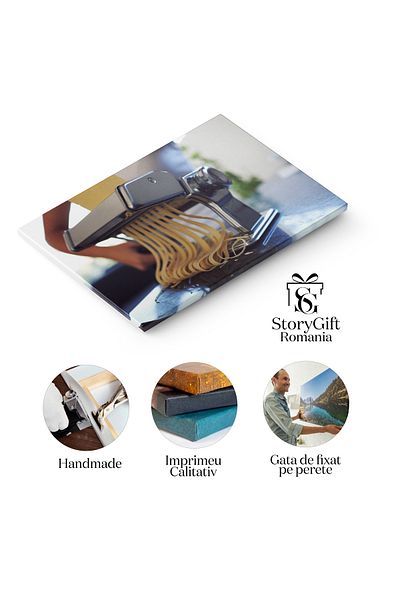 StoryGift Romania Tablou Canvas - Bucatarie Moderna, Facand Paste, Bucurie In Gatit, Moment Culinar Acasa