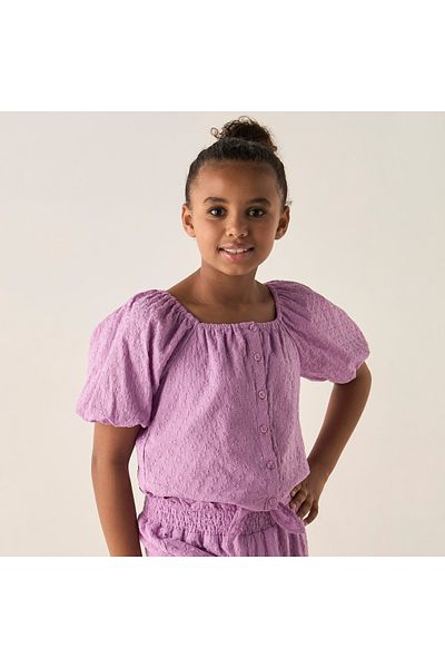 Juniors All-Over Embroidered Top and Pants Set