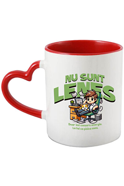 StoryGift Romania Cana Cu Barbat In Costum Elegant Pe Scaun Birou Pisica Text...