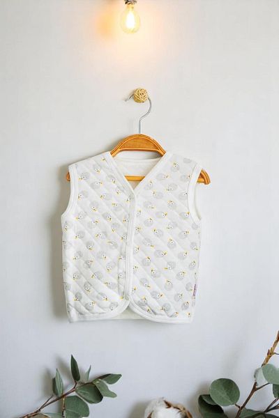 Nayinom Baby 100% Cotton Vest Small Hedgehog Patterned