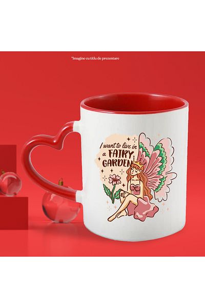 StoryGift Romania Mug With Message In English I Want To Live In A Fairy Garden, Fairy, Multicolor 330, With,STG.