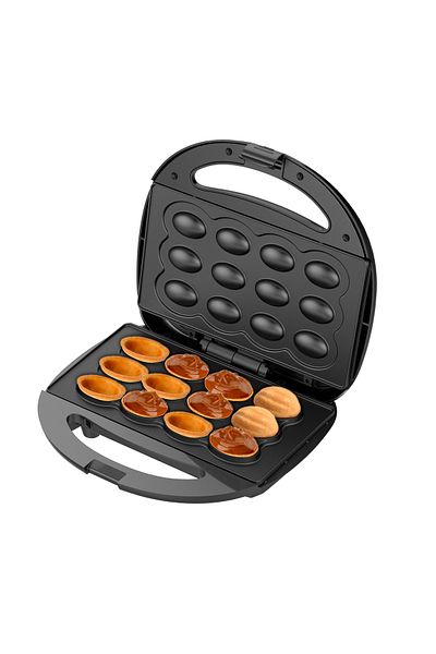 adler Mașină de copt coji de nucă, 12 forme, 1200W, Negru, indicator luminos, Antiaderent, Adler AD3071