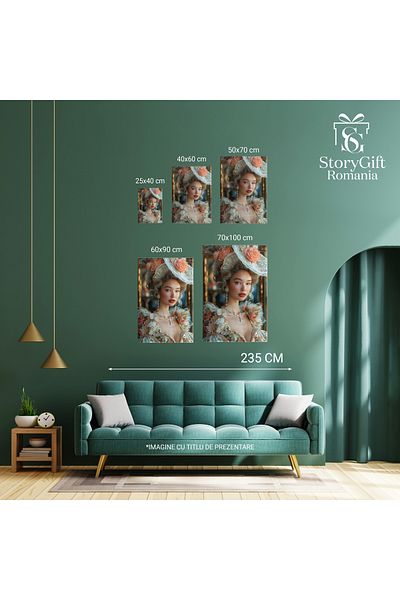 StoryGift Romania Tablou Canvas Diva Avangardistă: Armonie De Trandafiri Și Dantelă Esența Modei Eleganță Cu Pălă