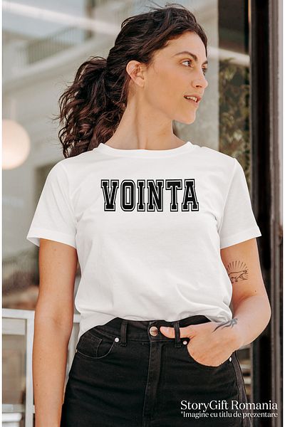 StoryGift Romania Tricou Femei Vointa, Mesaj Motivational, Text Inspirational, Self Care, Cu Impr Wht_l 1