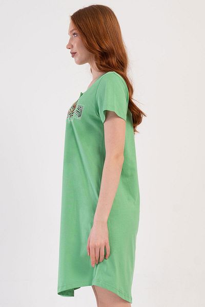 VİENETTA Women's Short Sleeve Green Nightdress C1T3N2O904
