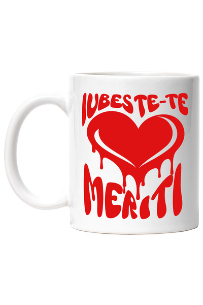 StoryGift Romania Cana Inima Rosie Curgatoate Text Iubeste-te Meriti Femeie, ...