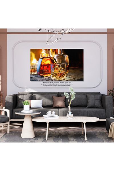 StoryGift Romania Tablou Canvas Sticla Si Sticla De Whiskey, Whiskey, Bautura, Alcool, Bar, Relaxare 2156