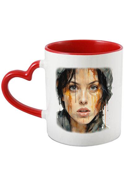 StoryGift Romania Cana Cu Angelina Jolie, Actrita Celebra, Iubitori De Film, Multicolor 330 Ml, Ce, Cu Maner Inim Stg