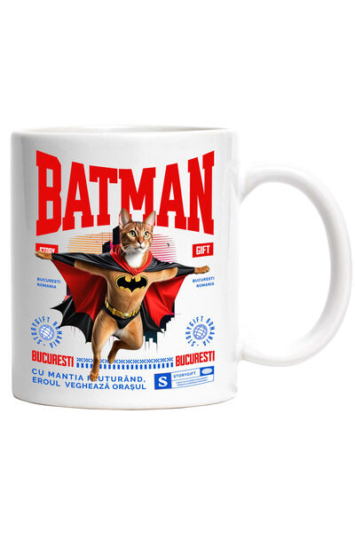 StoryGift Romania Cana Cu Abisinian / Abyssinian Pisica In Costum De Batman C...