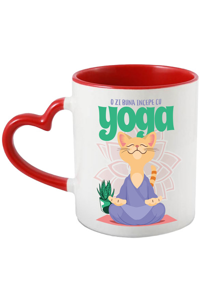 StoryGift Romania Cana cu Pisica In Tinuta Mov Pozitie Yoga Relaxare Copii Te...