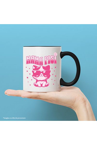 StoryGift Romania Cat Mom Mug with Animal Sunglasses, 330ml, Ceramic with Black Handle, With Ma,STG