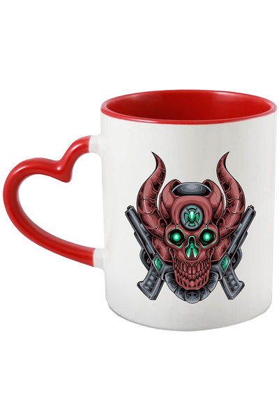 StoryGift Romania Cana Cu Cap De Demon, Robot, Mecha, Pistoale, Arme, Multico...