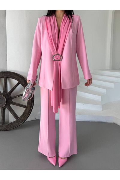 ZF BUTİK Shawl Detail Double Blazer Jacket Set