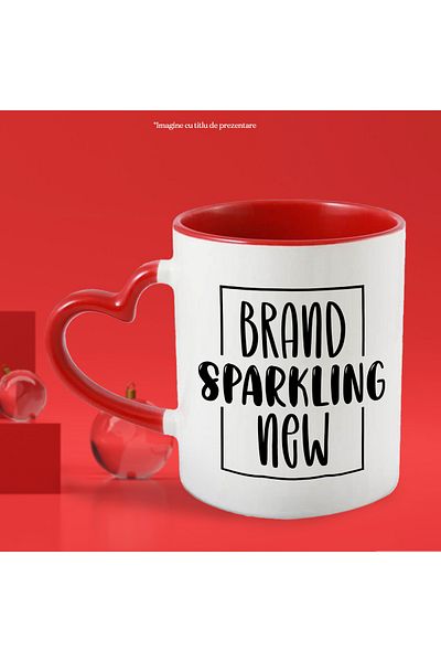 StoryGift Romania Mug with message in English "Brand sparkling new" - brand new sparkling with Man, Cu, STG.