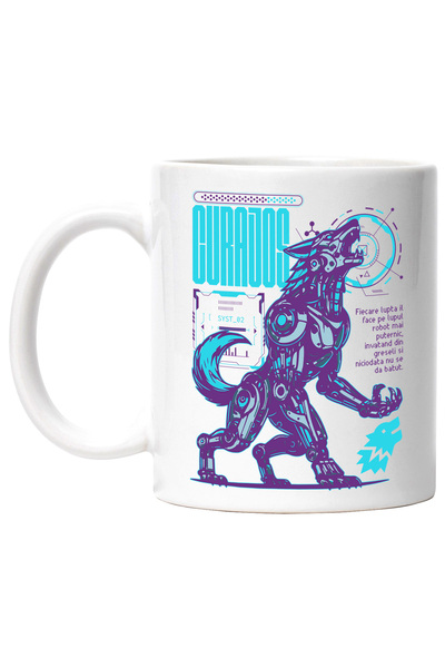 StoryGift Romania Cana Curajos - Lupul Robot Luptator, 330ml, Ceramic Cu Mane...