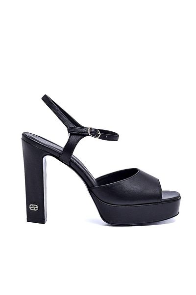 Sofia Baldi Trian Black Genuine Leather Women's Heel Sandals