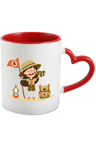 StoryGift Romania Cana Cu Cercetas, Ghid, Lampa, Steag, Ochelari, Binoclu, Ghiozdan, Multicolor 33, Cu Maner Inim Stg